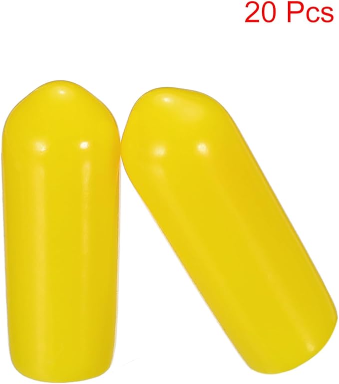 uxcell 20pcs Rubber End Caps 5mm(3/16") ID Vinyl PVC Round Tube Bolt Cap Cover Screw Thread Protectors Yellow