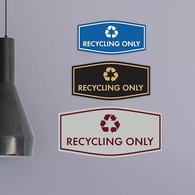 Fancy Recycling Only Sign (Red) - Medium