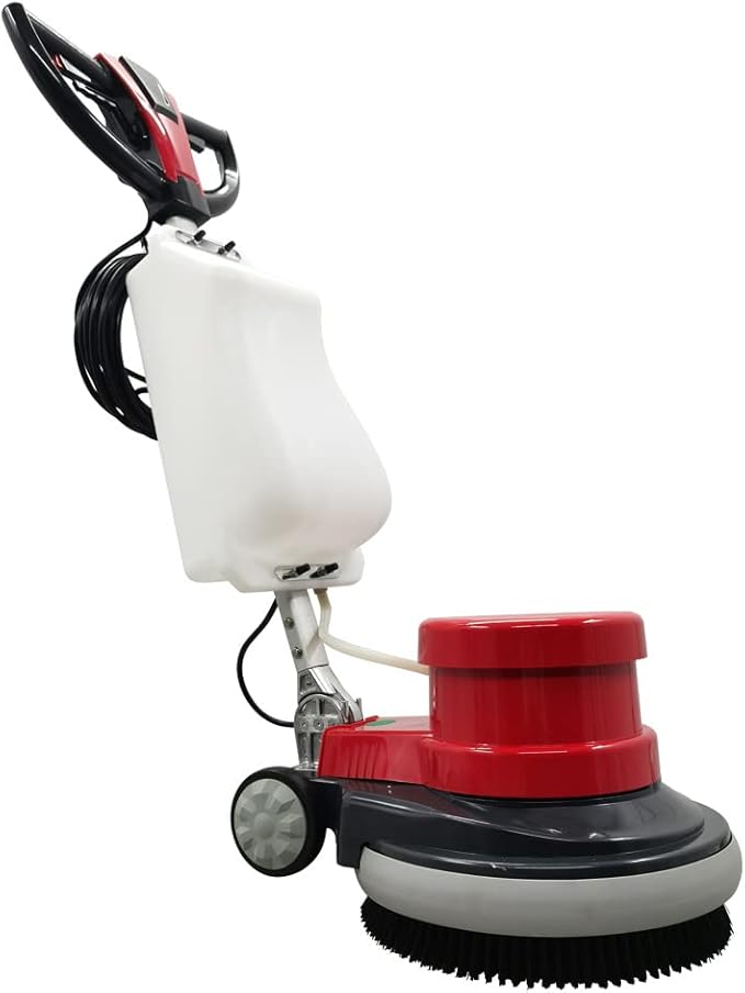 1100W Red Floor Polisher Commercial Floor Cleaner Polishing Machine Carpet Buffer Scrubber with 3gal Water Tank and 17" Base 154Rpm AC110V