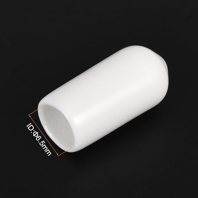 uxcell 20pcs Rubber End Caps 6.5mm ID Vinyl Round End Cap Cover Screw Thread Protectors White
