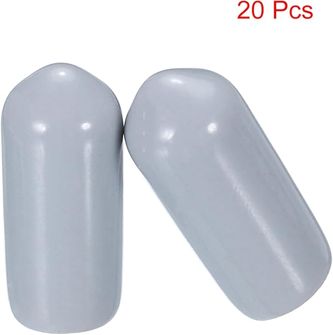 uxcell 20pcs Rubber End Caps 6mm(1/4") ID Vinyl PVC Round Tube Bolt Cap Cover Screw Thread Protectors Grey