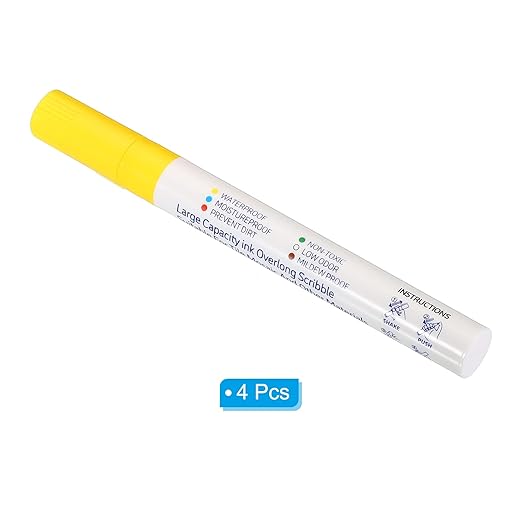 PATIKIL Grout Pen, 4 Pack Yellow Tile Marker Waterproof Grout Sealer Pen Tile Repair Pens Paint Pens for Wall Floor Bathroom Kitchen Refresh