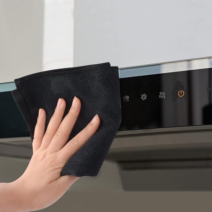 KinHwa Microfiber Dish Cloths for Washing Dishes Ultra Absorbent Dish Rags Fast Drying Kitchen Wash Clothes 12inch x 12inch 10 Pack Black