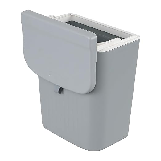 3.2 Gallon/12 L Wall Mounted Garbage Can, Hanging Cabinet Trash Can with Lid, Grey