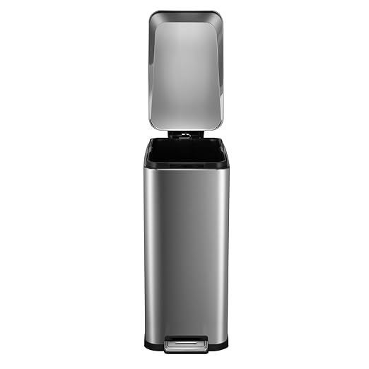 13.2 Gallon / 50L Kitchen Trash Can, Slim Stainless Steel Garbage Can with Removable Inner Bucket, Fingerprint-Proof Step Rubbish Bin with Soft-Close Lid for Narrow Space, Silver