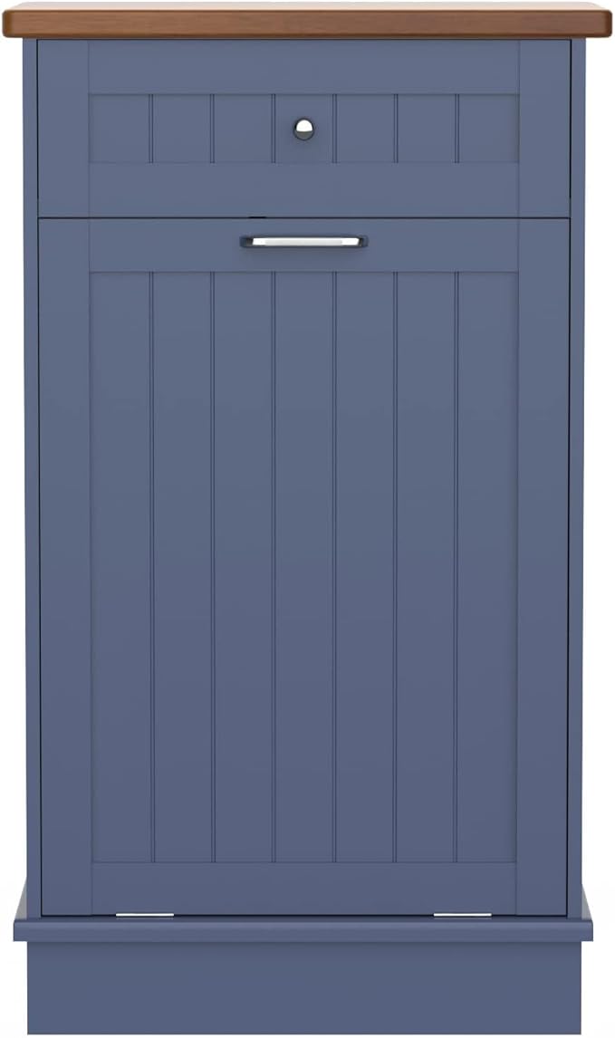 Betterhood Tilt Out Trash Cabinet 10 Gallon Wooden Free Standing Laundry Sorter Cabine,Recycling Cabine with Hideaway Drawer,Tilt Out Trash Cabinet Can Bin Kitchen