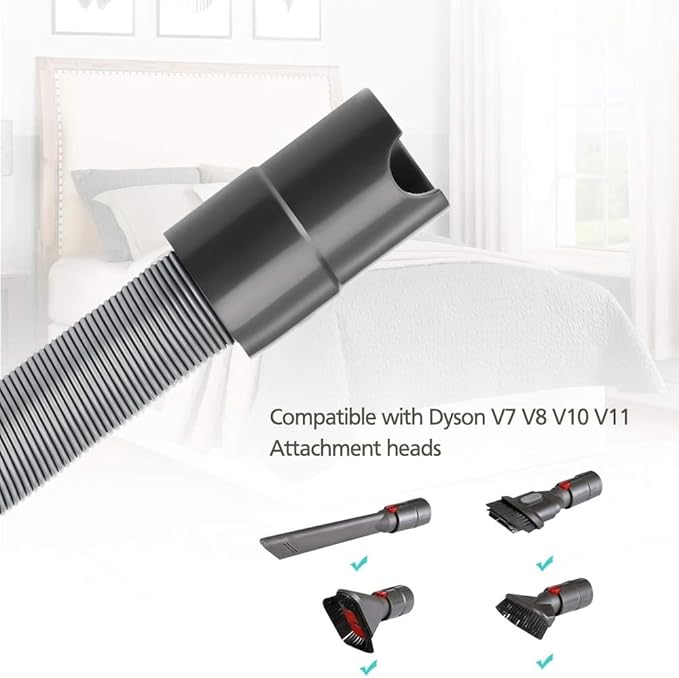 Flexible Extension Hose 20"–59" Compatible with Dyson V6/V7/V8/V10/V11/V12, Quick-Release Stretch Hose for Hard-to-Reach Areas, Bendable Vacuum Attachment