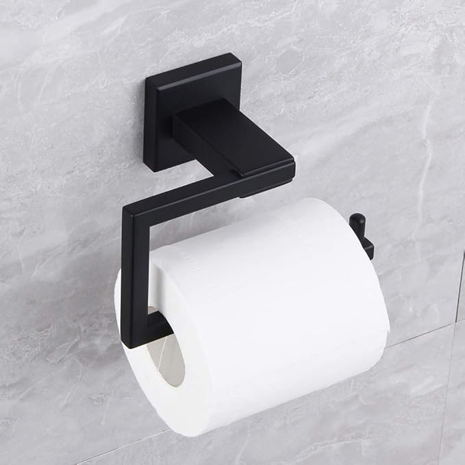 Matte Black Toilet Paper Holder SUS 304 Stainless Steel Wall Mounted Toilet Tissue Roll Holder for Bathroom