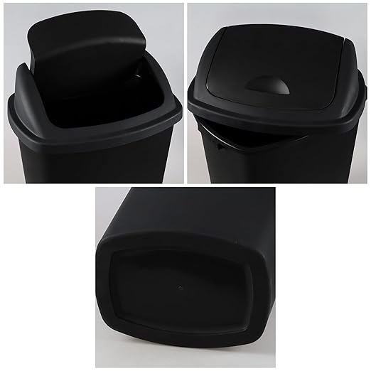 Teyyvn 18 Gallon Tall Plastic Kitchen Trash Can with Swing Lid, 4 Pack Large Plastic Swing Top Waste Bin, Black