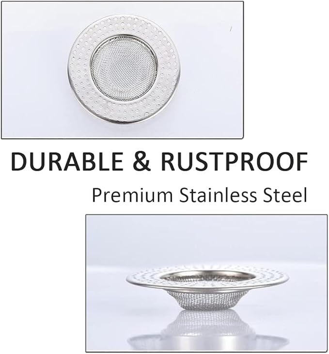 2pcs Heavy Duty Stainless Steel Slop Basket Filter Trap,3.54" Top / 1.65" Mesh Metal Sink Strainer,Perfect for Kitchen Sink/Bathroom Bathtub Wash Basin Floor Drain Balcony Drain Hole,Utility