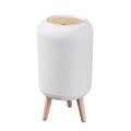 Trash Can With Lid for Bathroom, 2 Gallon/10 Liter Round Garbage Bin With Press Top, Plastic Modern Wastebasket With Soft Close, Container for Bedroom, Living Room, Office (White)