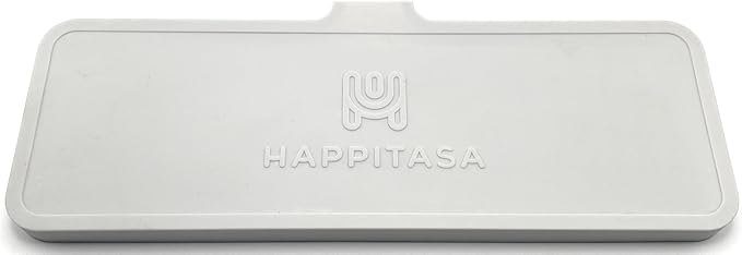 Happitasa Silicone Soap Dish Tray and Sponge Holder with Drain Chute | Bathroom and Kitchen Sink Organizer Caddy (Light Grey, 12"x4", 7.4 Ounces)