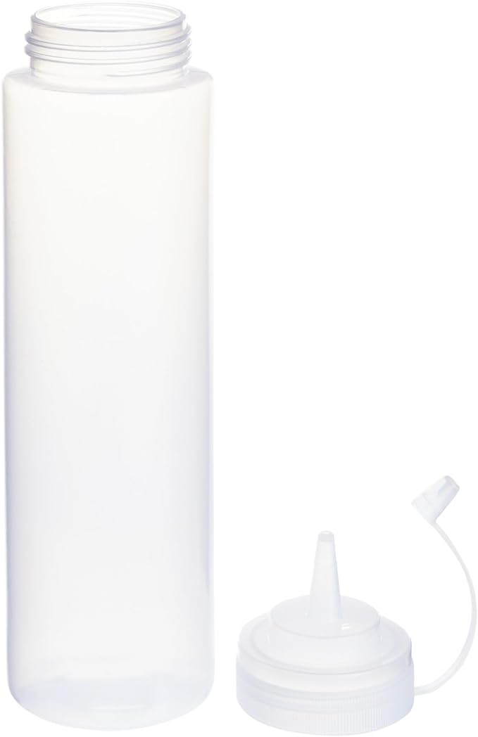 Stockroom Plus Condiment Squeeze Bottles - 24 oz, Clear, 6-Pack - Plastic Squeeze Bottle Set for Sauces & Condiments with Squirt Caps - Leak-Proof Reusable Sauce Containers