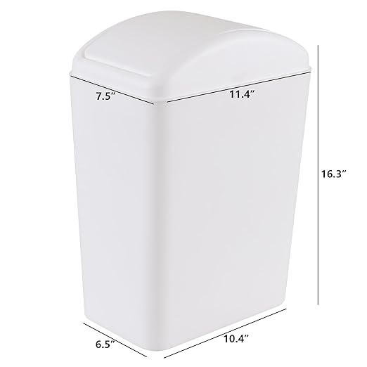 4.5 Gallon Plastic Swing Top Garbage Can, Swing Lid Trash Bins, White, 3-Pack