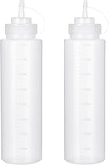 Squeeze Bottles for Sauces 2 Pack, 27 Ounce 800ml Plastic Dressing Squirt Bottles with Cap Lids, Condiment Bottle for Liquids BBQ Dressing Pancake Art Dispenser