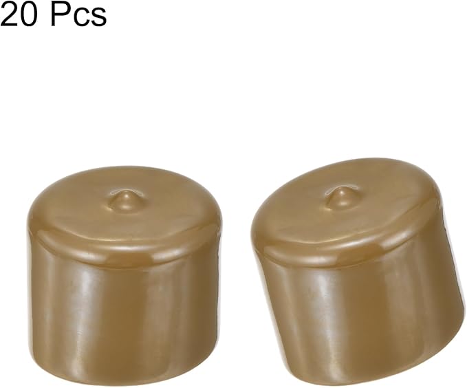 uxcell 20pcs Rubber End Caps 37mm ID Vinyl PVC Round Tube Bolt Cap Cover Screw Thread Protectors Light Brown