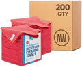 Microfiber Wholesale Bulk 16" x 16" All Purpose Towels Case Quantity (200 Count) | Large | No Fraying | High Density Microfiber | Zero Chemical Cleaner | Long-Lasting (Red)