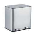 GarveeHome Dual Trash Can, 2x4 Gallon (2x15L) Stainless Steel Step Trash Can, Rectangular Garbage Can for Kitchen, Office with 2 Compartments, Removable Inner Buckets, Soft-Close Lid, Silver