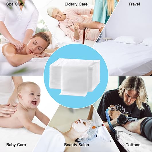 200Pcs Disposable Massage Table Sheets 31.5" x 71" Non-Woven Fabric Bed Covers for Ultimate Hygiene and Comfort in Massage, Tattoo, and Spa Treatments, Breathable and Durable Sheets(White)