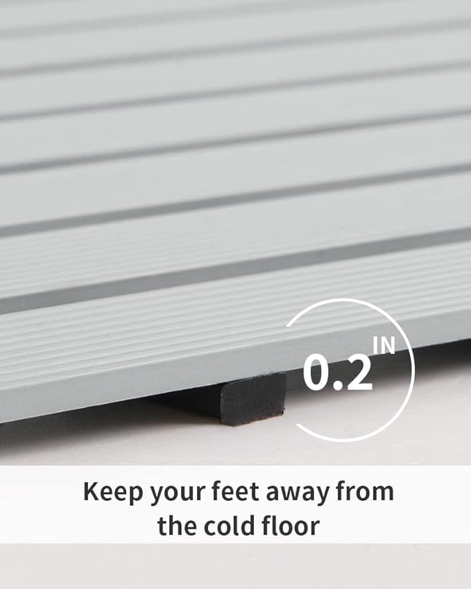 PADOOR Shower-Mat Non Slip, Heavy Duty Bathtub-Mat Curlable Quick Drain Sturdy Bath Tub Mat Without Suction Cups for Indoor Outdoor Use 17x26 Inch Grey