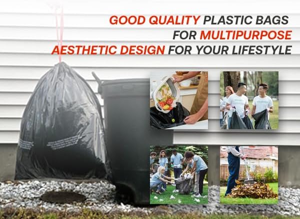 Ultra Strong 30 Gallon Drawstring Trash Bags, Unscented 120 Count Garbage Bags, Pre-Separated, Recycled Materials, Heavy Duty, Leakproof, Sturdy, Black