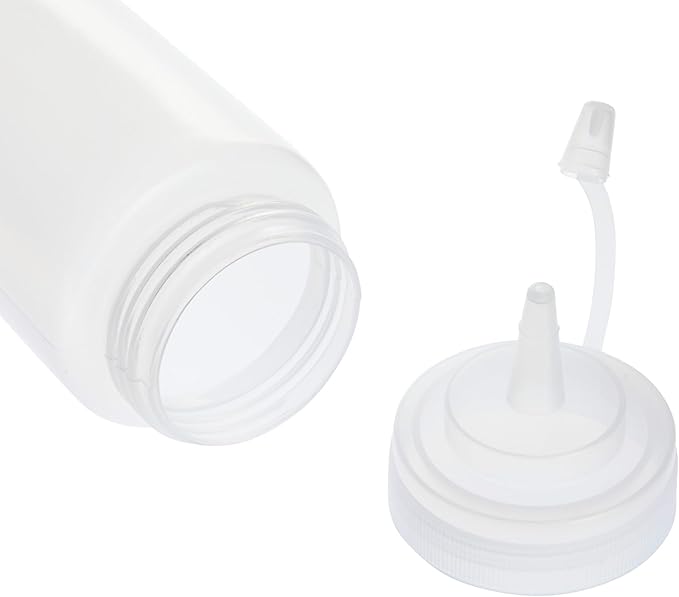 Stockroom Plus Condiment Squeeze Bottles - 24 oz, Clear, 6-Pack - Plastic Squeeze Bottle Set for Sauces & Condiments with Squirt Caps - Leak-Proof Reusable Sauce Containers