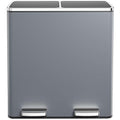 AthLike 60L(16 Gal ) Dual Trash Can, Stainless Steel Kitchen Garbage Can, Double Compartment Classified Rubbish Bin, Recycle Dustbin w/Plastic Inner Buckets, Handle, Soft-Close Lid, Airtight, Grey