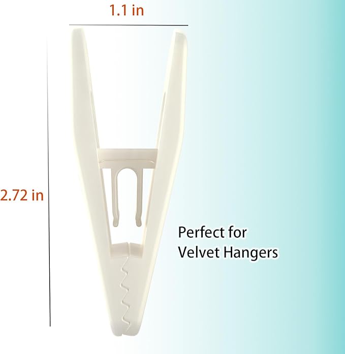 Hanger Clips for Velvet Hangers (Beige, 40 PCS), Non-Slip Plastic Clips Pant Skirt Hanger Clips for Flocking Hangers