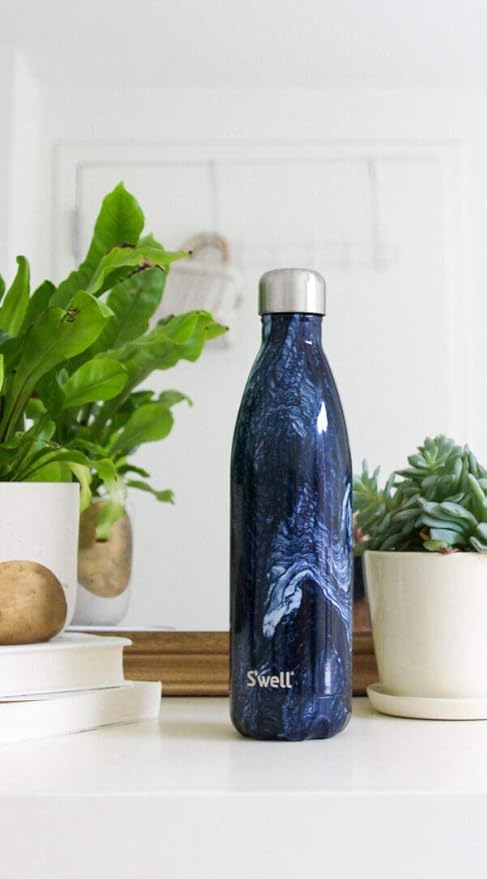 S'well Stainless Steel Water Bottle, 17oz, Azurite Marble, Triple Layered Vacuum Insulated Containers Keeps Drinks Cold for 36 Hours and Hot for 18, BPA Free, Perfect for On the Go