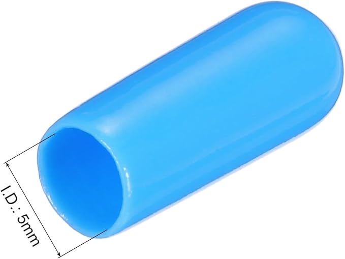 uxcell 20pcs Rubber End Caps 5mm(3/16") ID Vinyl PVC Round Tube Bolt Cap Cover Screw Thread Protectors,Light Blue