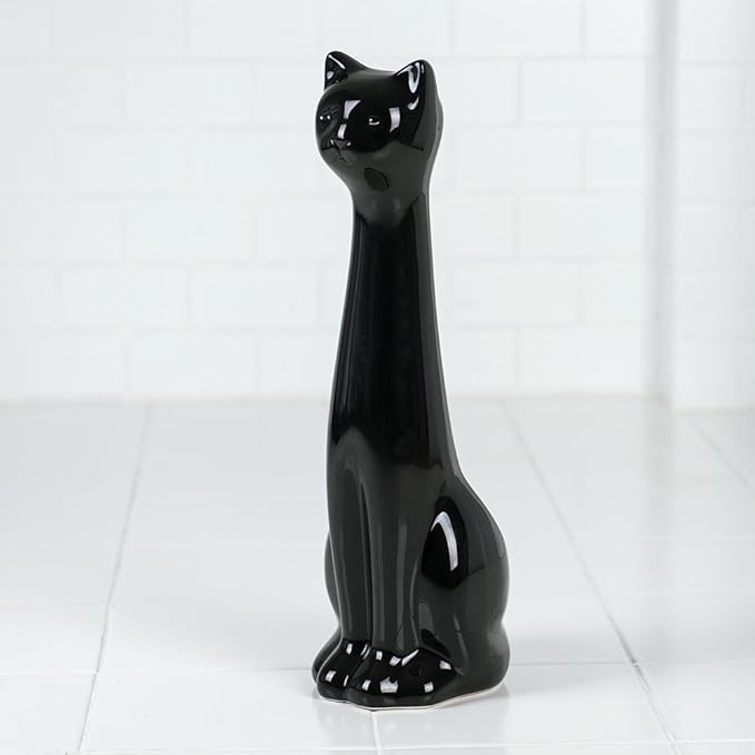 Allure Home Creation Black Cat 2-Piece Toilet Brush Holder and Brush Set