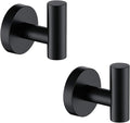TASTOS Matte Black Bathroom Towel Coat Hook Stainless Steel, 2 Pack Robe Clothes Cabinet Closet Sponges Hooks Holder Round Style Heavy Duty Wall Hook for Bathroom Kitchen Hotel Wall Mounted