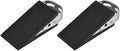 JQK Heavy Duty Door Stopper Rubber Wedge, 304 Stainless Steel Security Door Stops Works On All Floor Types, Brushed(2 Pack), DSB6-BN-P2