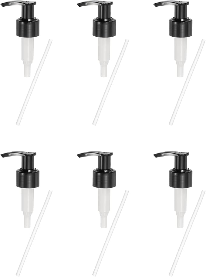 uxcell 6 Pcs Soap Dispenser Pump Heads Soap Dispensers Top Pumps Replacement Switch Pumphead for Standard 24/422 Neck Size Lotion Shampoo Bottle, Black