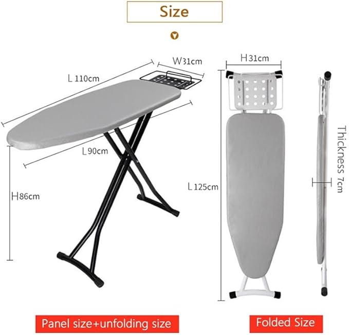 Ironing Board Full Size,Heavy Duty Small Iron Board with Heat Resistant Cover, Iron Rest - No Assembly Required (43 x 12 x 32 Inches) (Gray)