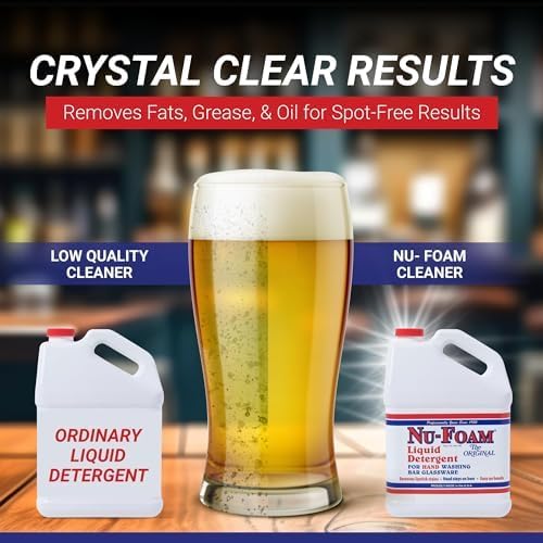 Nu-Foam Liquid Detergent for Bar Glassware - Original Streak-Free Solution - Hand Washing Bar, Tavern, Brewery Supplies - Concentrated - 1 Gallon, 2 Pack (2, 256, Fl Oz)