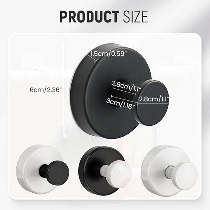 Suction Cup Hooks for Wreaths, 2025 New No Drill Suction Cup Hooks on Glass, Wreath Hanger for Front Door, Rustproof Hook Holder Towel Hook for Window Bathroom Mirrors Tile (4, White A)
