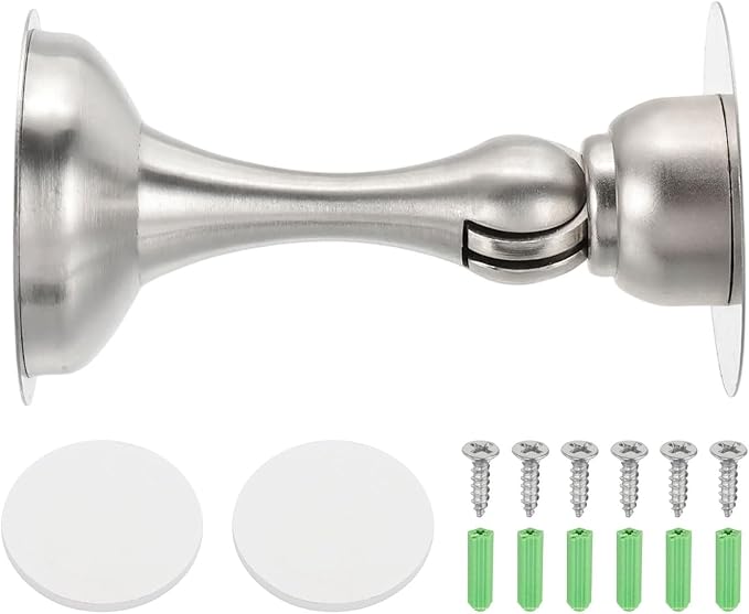 MECCANIXITY Magnetic Door Stoppers Stainless Steel Door Stops, Wall Floor Mounted Doors Holder Keep Doors Open for Home Office Closet (Silver Tone)