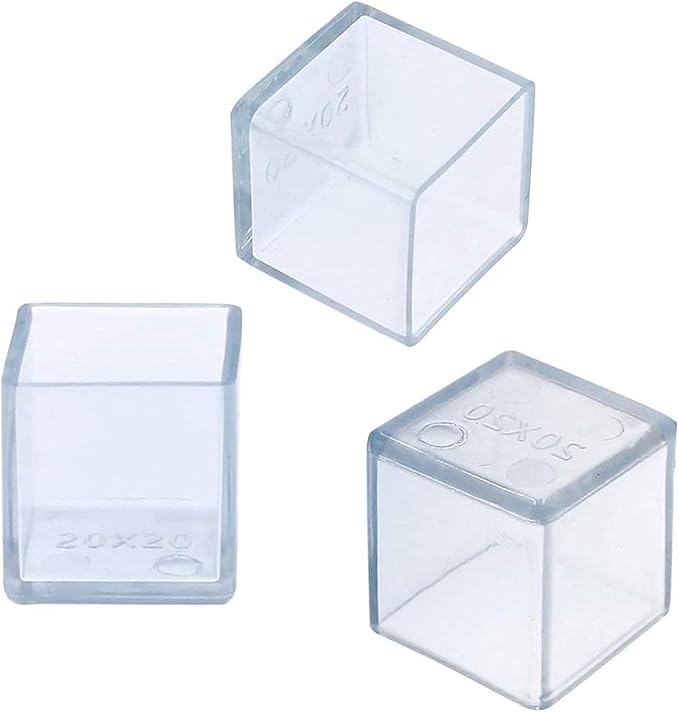 16 Pcs Transparent Square Anti-Slip Rubber Leg Tips Chair Leg Caps Furniture Floor Protectors Chair Table Bar Stool Leg Covers Furniture Leg Cube Feet 0.79 Inch x 0.79 Inch (20 x 20mm)