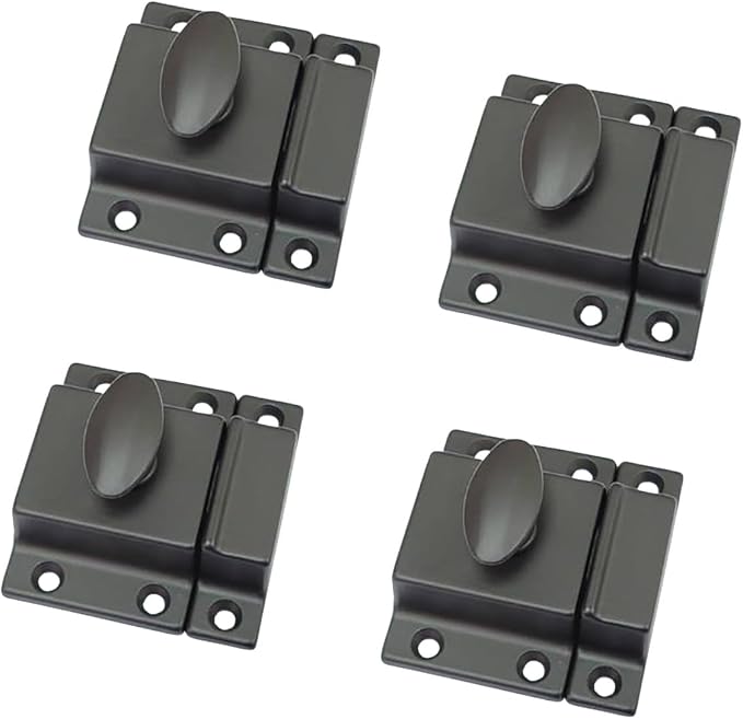 QCAA Traditional Large Oval Turn Cabinet Latch, Solid Brass, 2", for Cupboard & Other Furniture, ORB Oil Rubbed Bronze US10B, 4 Pack, Made in Taiwan