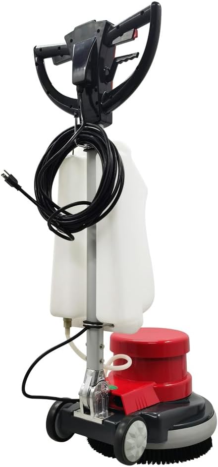 1100W Red Floor Polisher Commercial Floor Cleaner Polishing Machine Carpet Buffer Scrubber with 3gal Water Tank and 17" Base 154Rpm AC110V