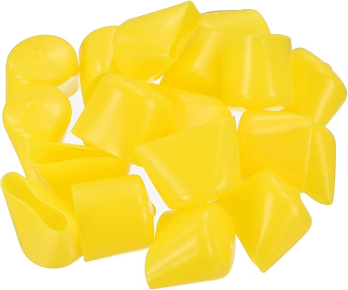 uxcell 20pcs Rubber End Caps 32mm(1 1/4") ID Vinyl PVC Round Tube Bolt Cap Cover Screw Thread Protectors Yellow