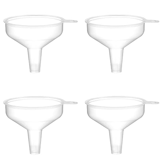 Small Funnels 4 Pack Food Grade Funnel Easily Transfer Liquids Granules Powders Funnels for Kitchen use Filling Bottles Water Bottle Funnel Lotion Essential Oils