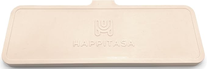 Happitasa Silicone Soap Dish Tray and Sponge Holder with Drain Chute | Bathroom and Kitchen Sink Organizer Caddy (Sand Dollar, 12"x4", 7.4 Ounces)