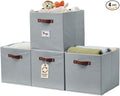 DECOMOMO Storage Baskets, 13x15x13 Storage Cube Bins with Labels for Organizing Shelves Kallax (Kallax / 4pcs, Grey)