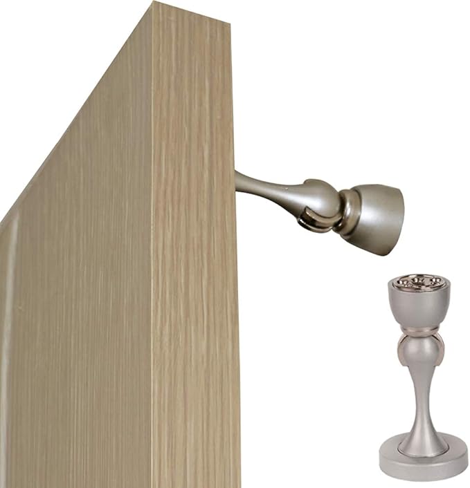 Magnetic Door Stop, Stainless Steel, Magnetic Door Catch, Door Holder, Door Stops, Wall Mounted, Floor Mounted, Door Banging Prevention (Large x 2pack, Satin Nickel)