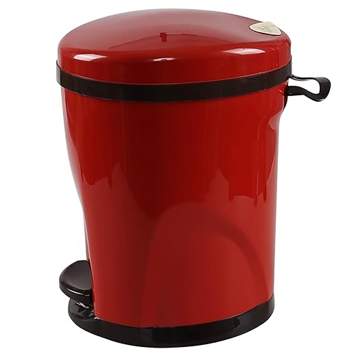 Small Bathroom Step On Trash Can with Lid, Kitchen Garbage Can with Removable Inner Bucket, 2.6 Gal