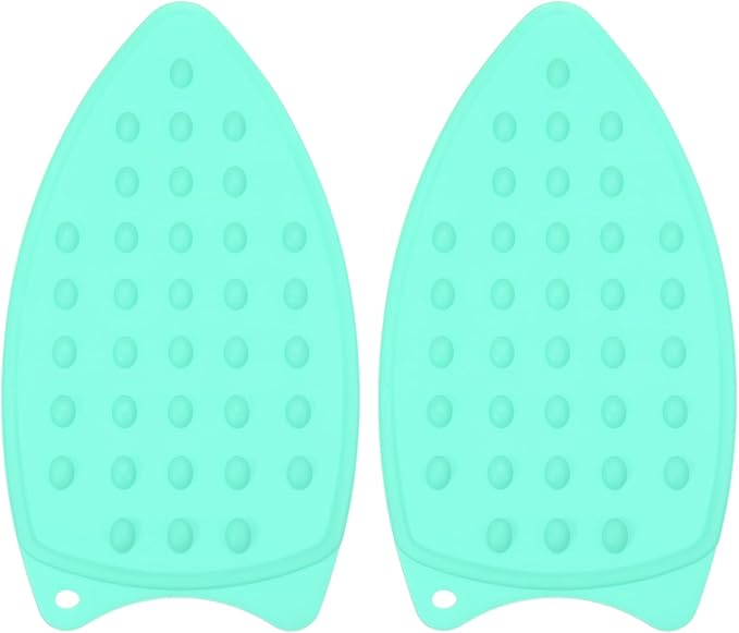 PATIKIL Silicone Iron Rest Pad, 2 Pcs Multipurpose Hot Heat Resistant Iron Rest Plate Protective Pad for Ironing Board Hot Resistant Steamer Steam Compact Mat, Lake Blue