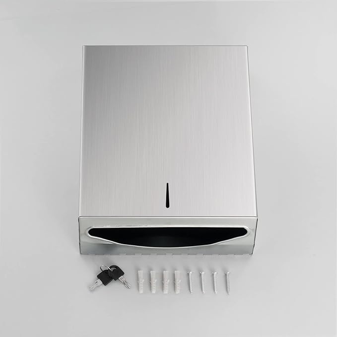 Paper Towel Dispenser Wall Mount - Multifold Trifold Paper Towel Dispensers, Large Capacity Stainless Steel Tissue Holder, Suitable for Bathrooms and Public Places