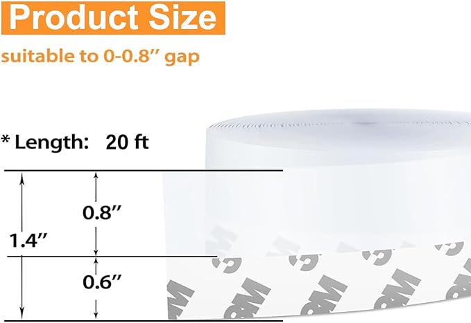20 Ft Weather Stripping Door Seal Strip,Shower Door Bottom Seal,Self Adhesive Silicone Draft Stopper,for Door Frame,Windows and Shower Door (Transparent, 35mm)